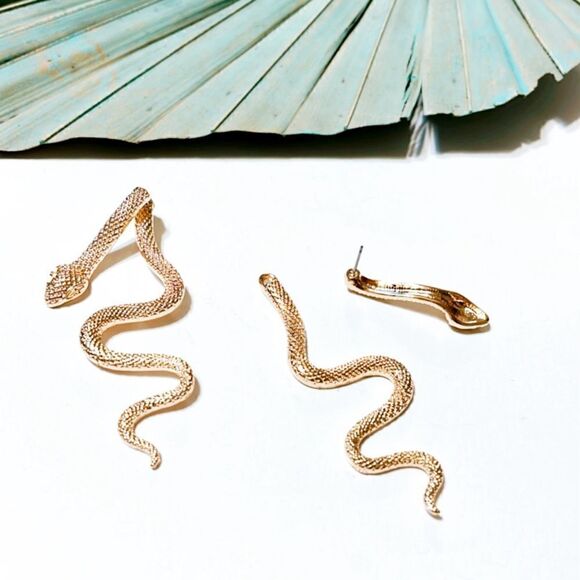 Gold snake earrings #215 - Picture 2 of 4